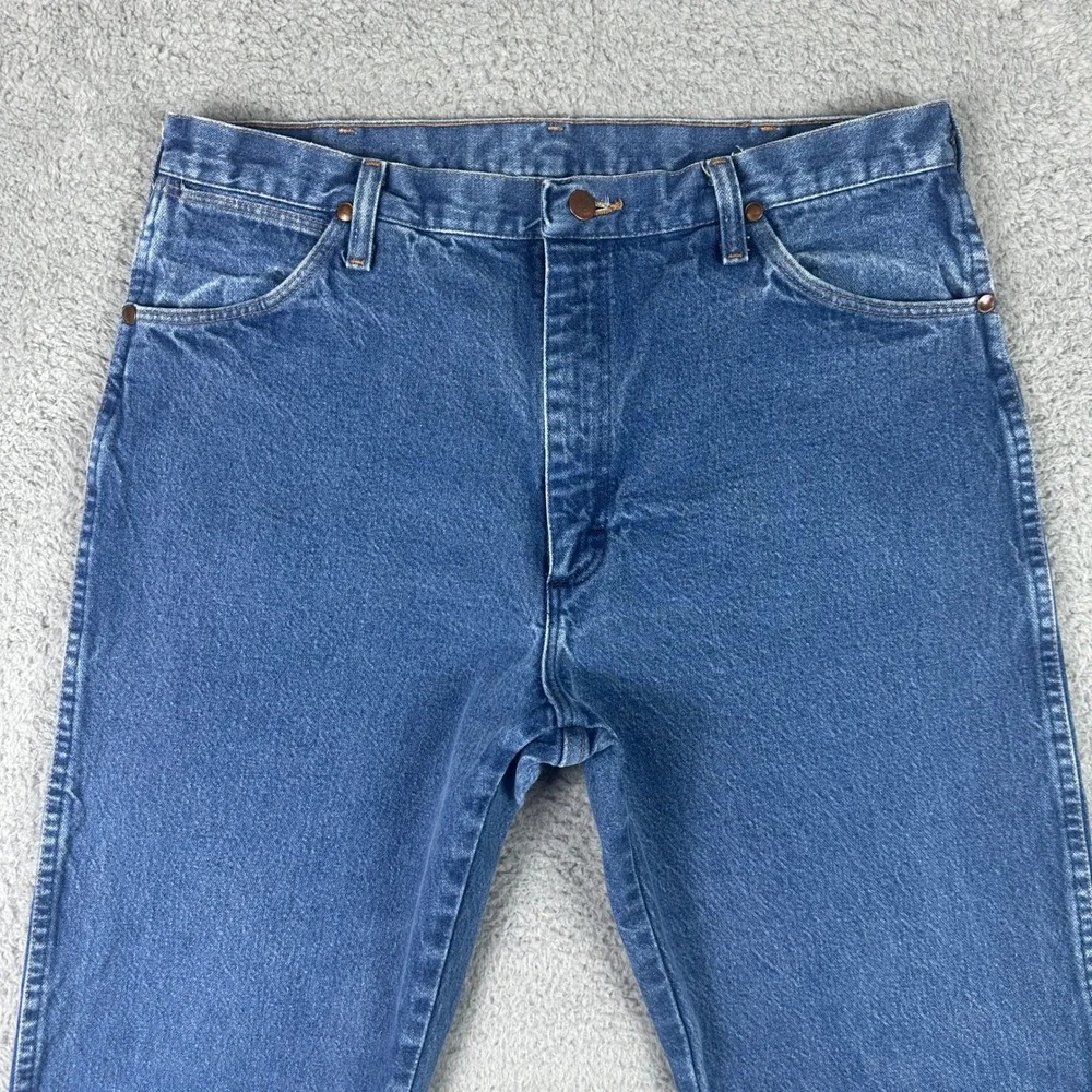VTG Wrangler 13MWZ Cowboy Cut Jeans Men 36x32 (Fit 34x31) Blue Straight Made USA